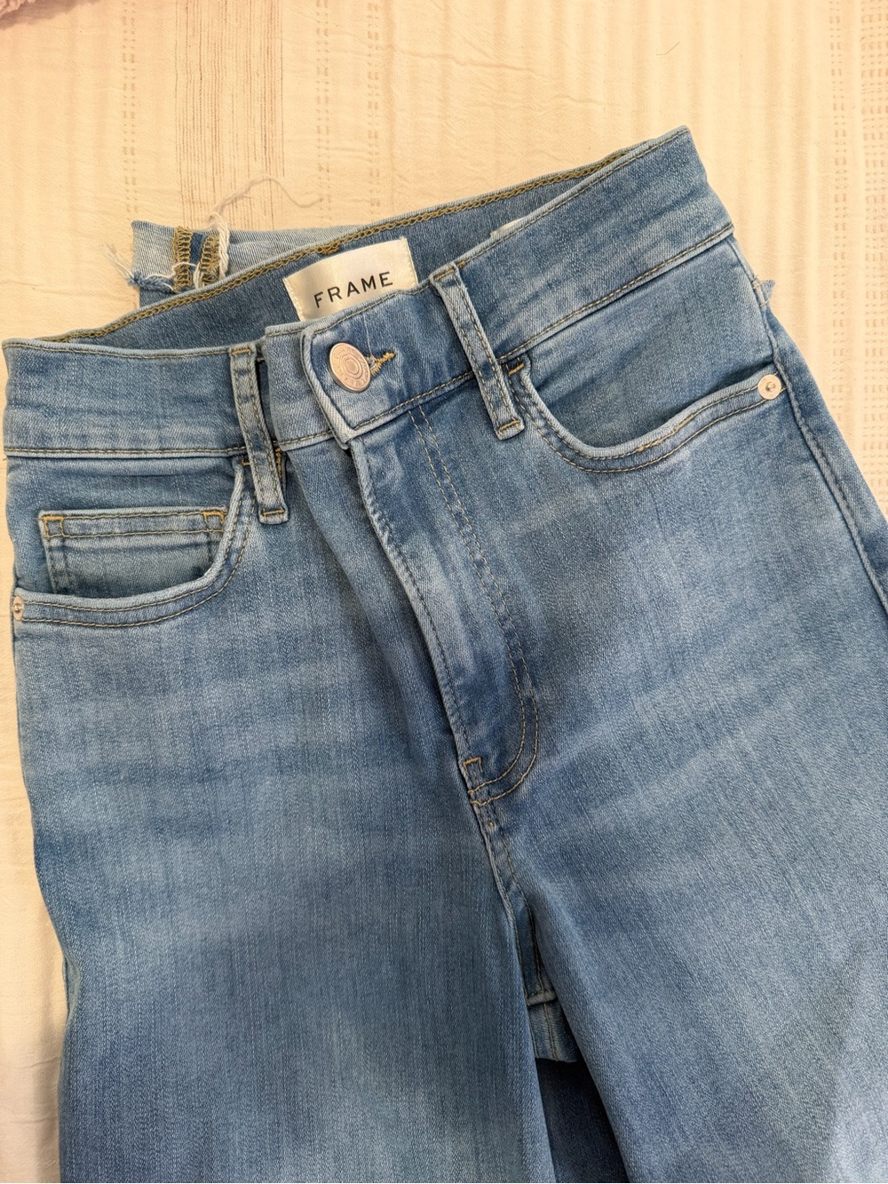 FRAME Le Slim High Rise Palazzo Raw Hem